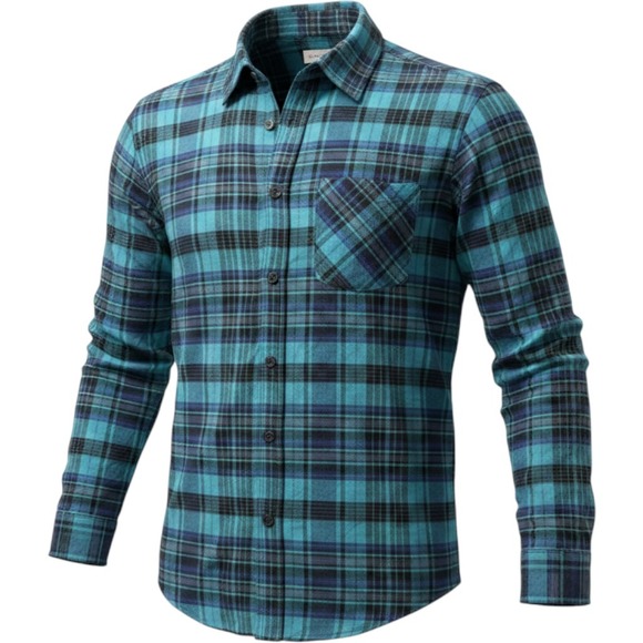 Aeropostale Other - Aeropostale Shirt Mens M Teal Blue Plaid Long Sleeve Cotton Button Down